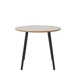 House Nordic AALST Table d'appoint ronde effet travertin et métal ø55cm