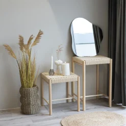 House Nordic ABANO Tabouret en bois et corde H46,5cm