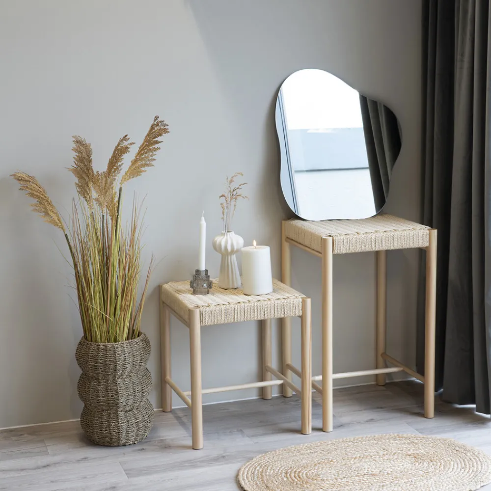 House Nordic ABANO Tabouret en bois et corde H46,5cm