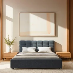 Drawer ACARA Lit coffre matelassé en tissu 140x190cm