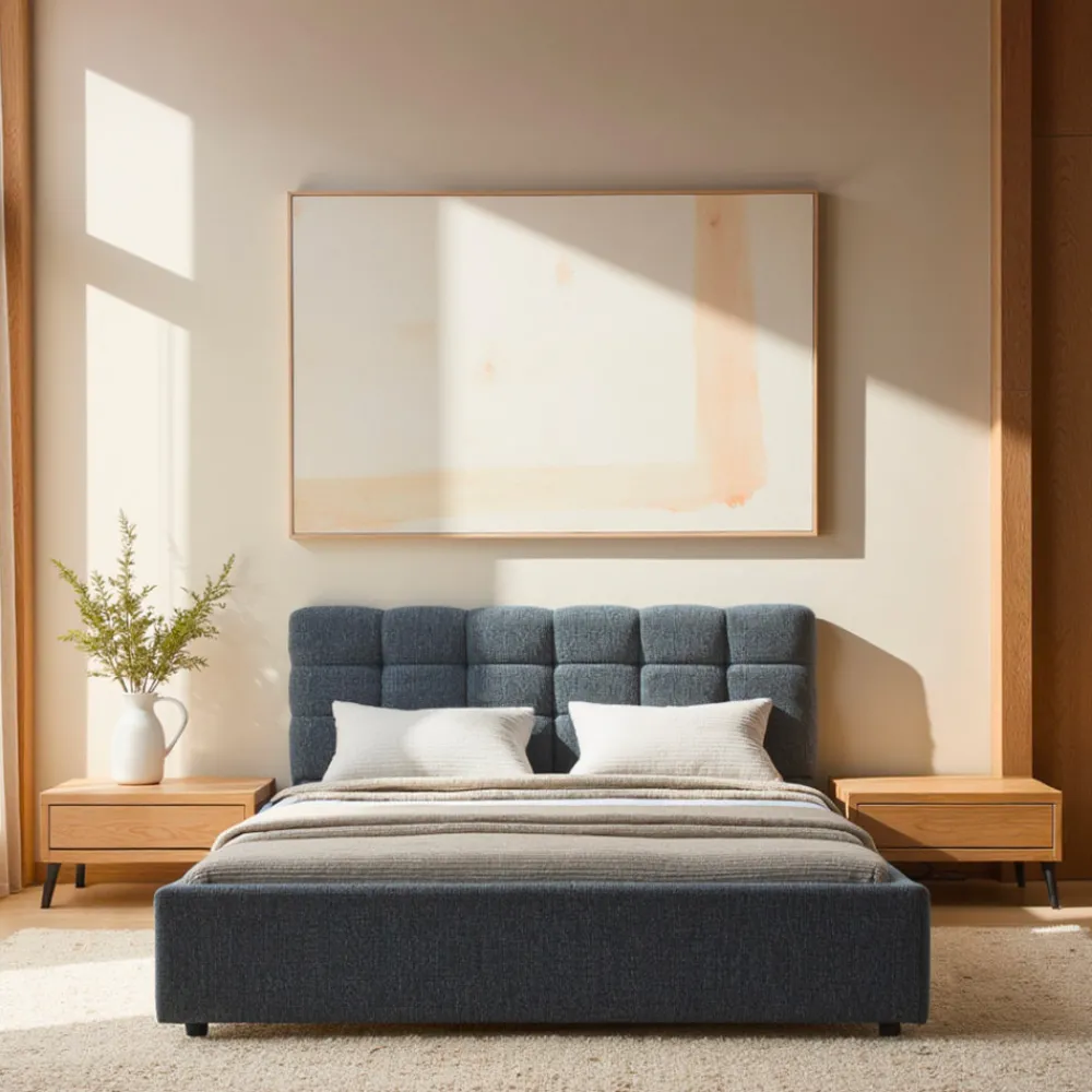 Drawer ACARA Lit coffre matelassé en tissu 140x190cm