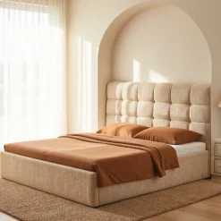 Drawer ACARA Lit coffre matelassé en tissu 140x190cm
