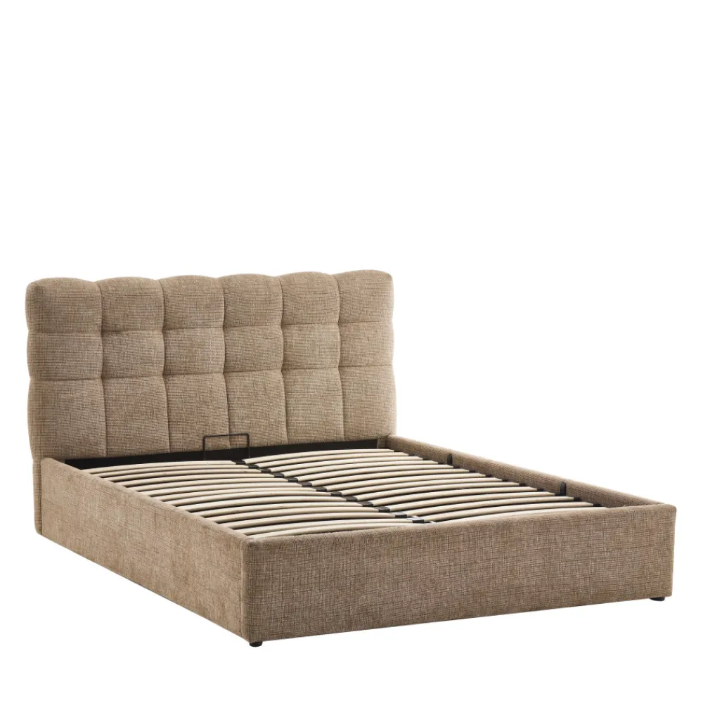 Drawer ACARA Lit coffre matelassé en tissu 140x190cm
