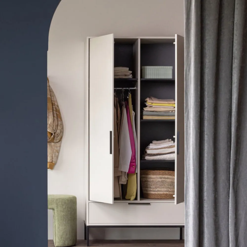 Woood ADAM Armoire 2 portes 1 tiroir en bois