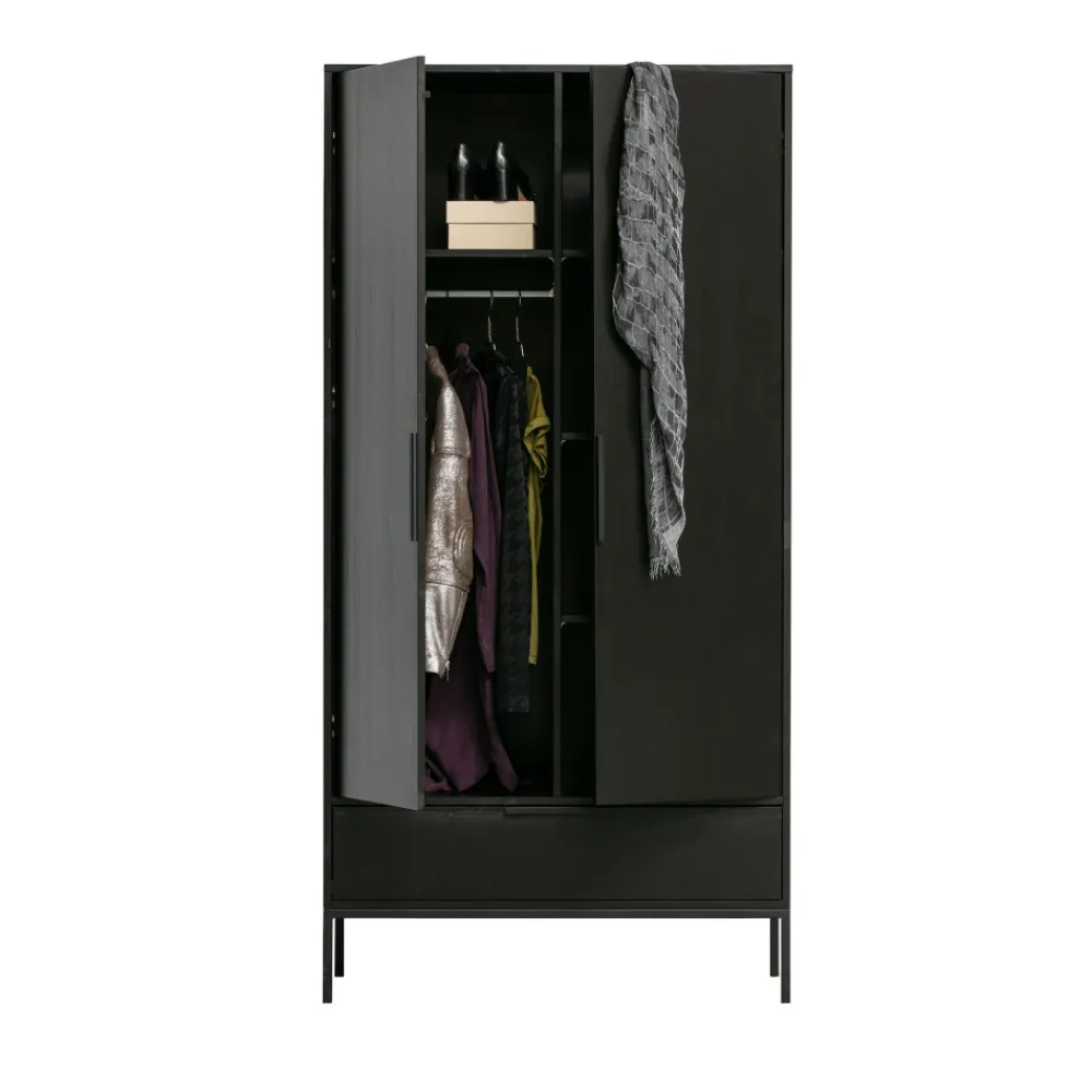 Woood ADAM Armoire 2 portes 1 tiroir en bois