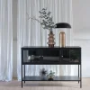 No name ADARE Buffet 3 portes en verre trempé et métal L132cm
