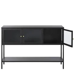 No name ADARE Buffet 3 portes en verre trempé et métal L132cm