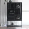 No name ADARE Buffet haut 2 portes en verre trempé et métal H160cm
