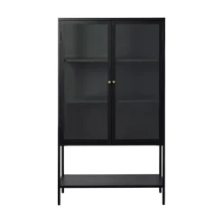 No name ADARE Buffet haut 2 portes en verre trempé et métal H160cm