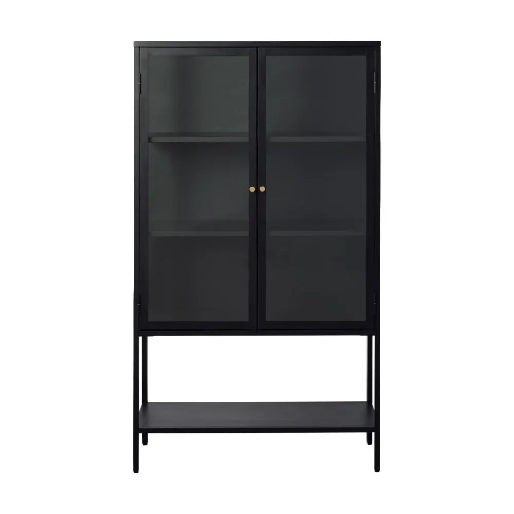 No name ADARE Buffet haut 2 portes en verre trempé et métal H160cm