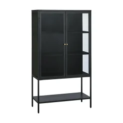 No name ADARE Buffet haut 2 portes en verre trempé et métal H160cm