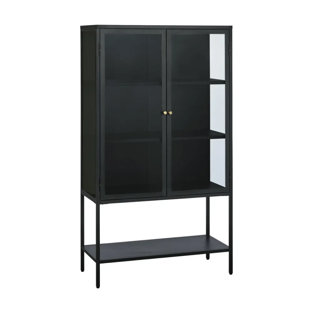 No name ADARE Buffet haut 2 portes en verre trempé et métal H160cm