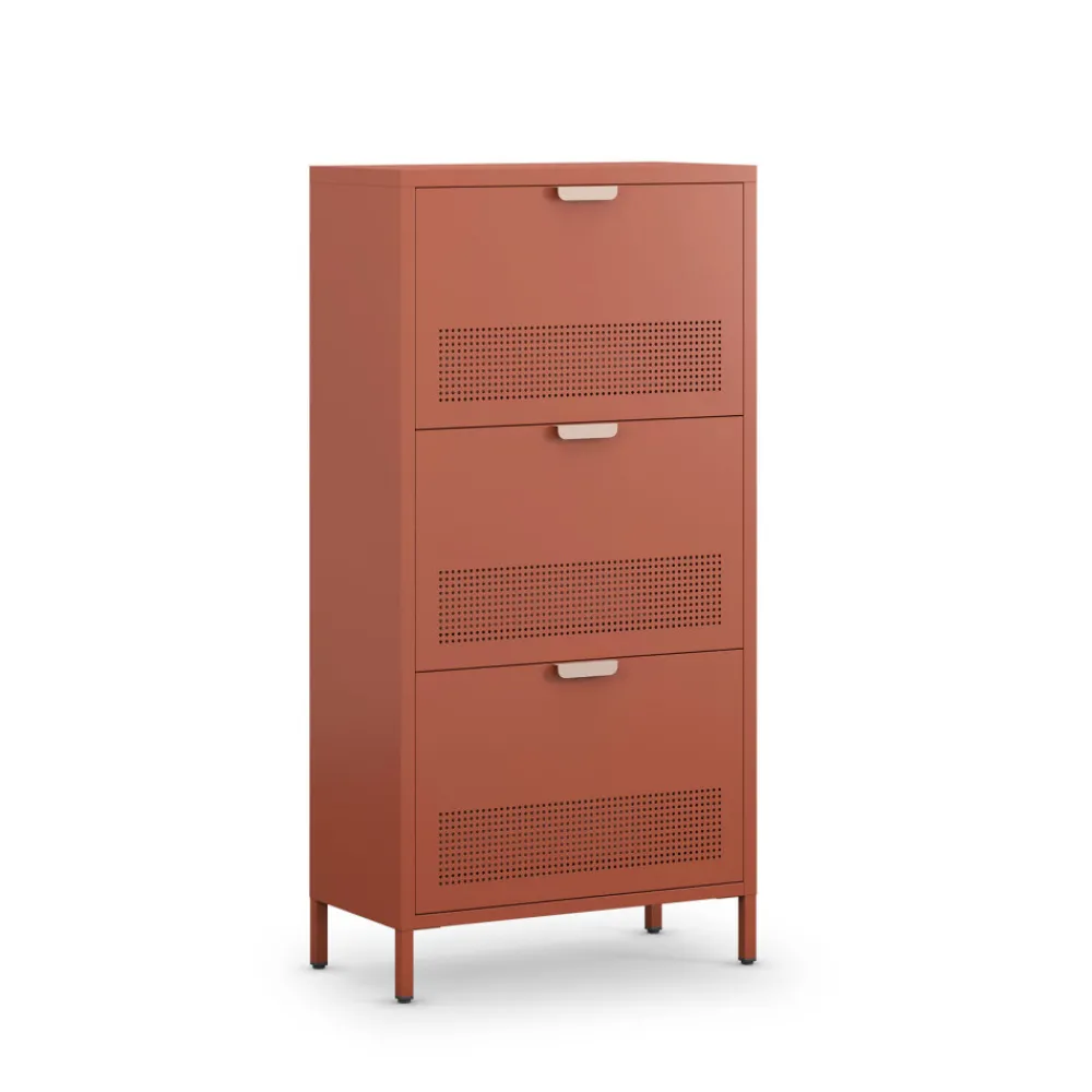 Drawer ADEL Meuble à chaussures 3 portes en métal H120cm