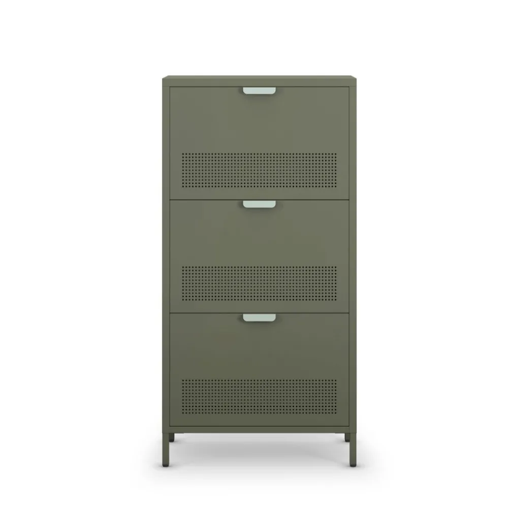 Drawer ADEL Meuble à chaussures 3 portes en métal H120cm