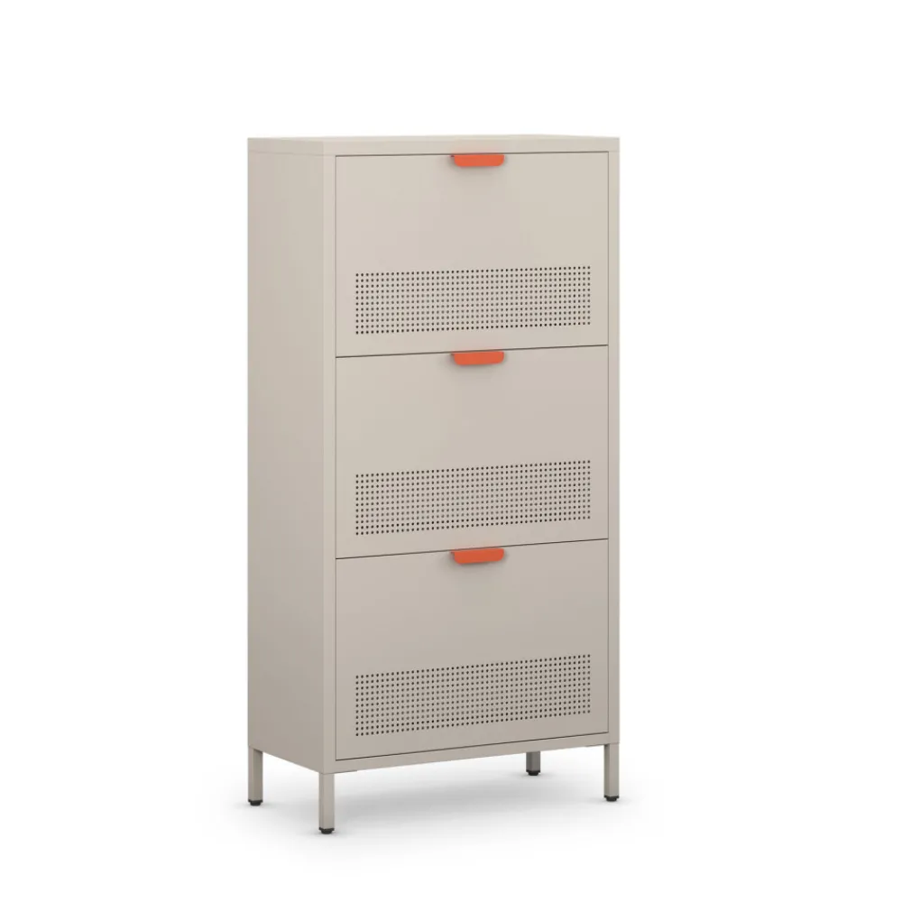 Drawer ADEL Meuble à chaussures 3 portes en métal H120cm