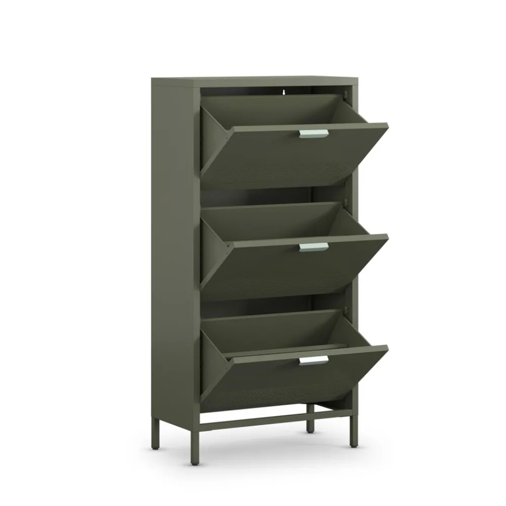 Drawer ADEL Meuble à chaussures 3 portes en métal H120cm