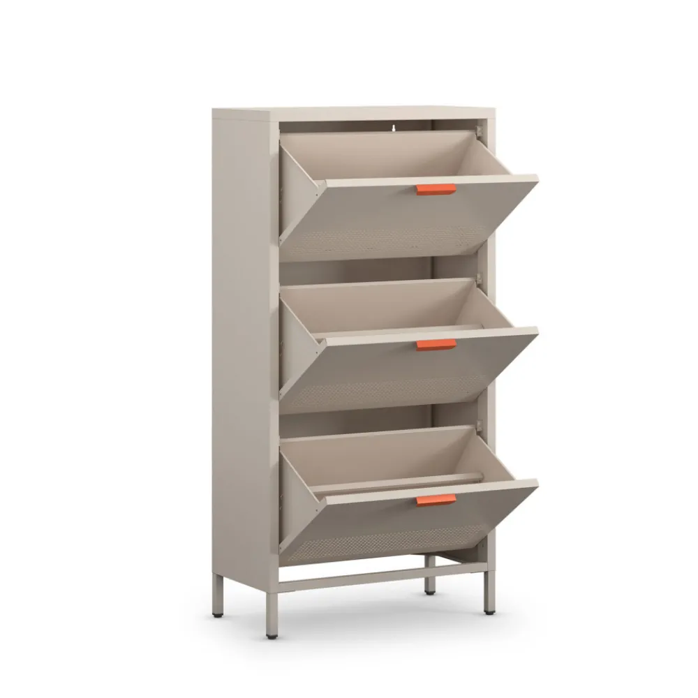 Drawer ADEL Meuble à chaussures 3 portes en métal H120cm