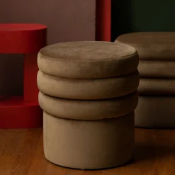 Dutchbone ADITI Tabouret rond en velours ø40cm
