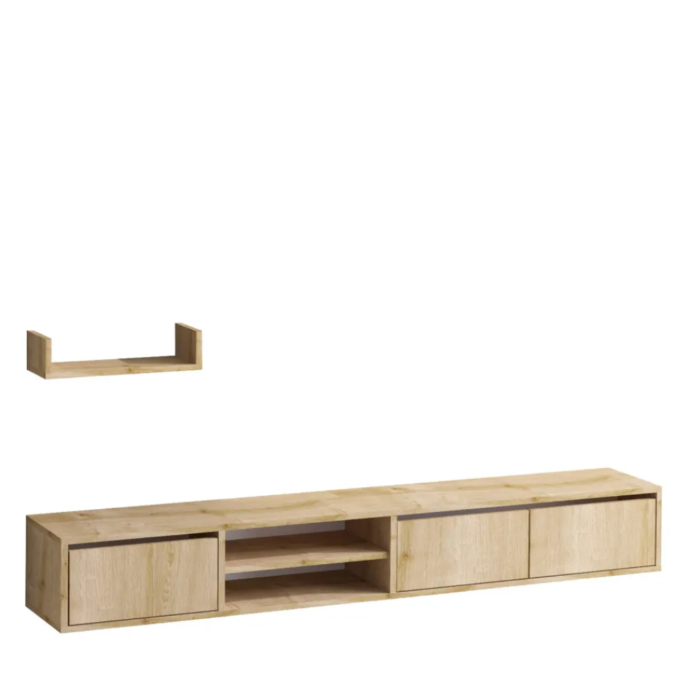 Drawer AIRO Meuble TV suspendu 3 portes en bois L180cm