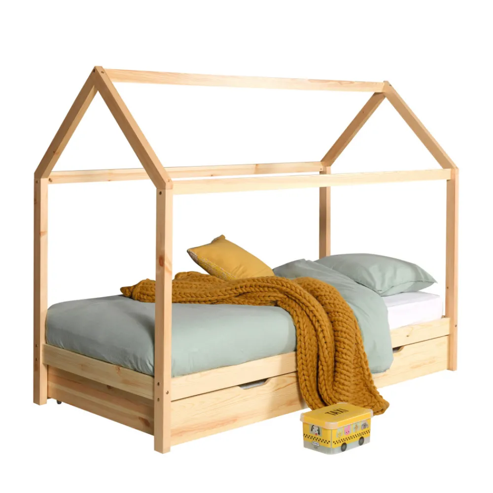 Enfant No name ALAPI Lit enfant cabane 1 tiroir en bois 90x200cm