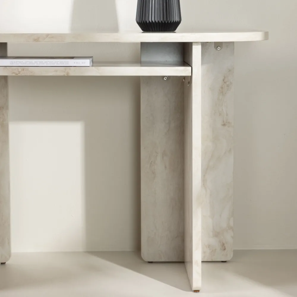 Venture Home ALESUND Console aux bords arrondis effet marbre L120cm