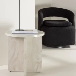 Venture Home ALESUND Table d'appoint ronde effet marbre ø50cm