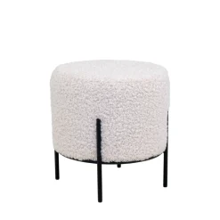 House Nordic ALFORD Pouf rond en tissu bouclette et métal ø35,5cm