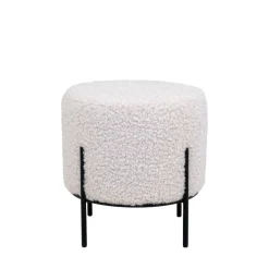 House Nordic ALFORD Pouf rond en tissu bouclette et métal ø35,5cm