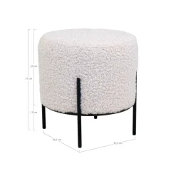 House Nordic ALFORD Pouf rond en tissu bouclette et métal ø35,5cm