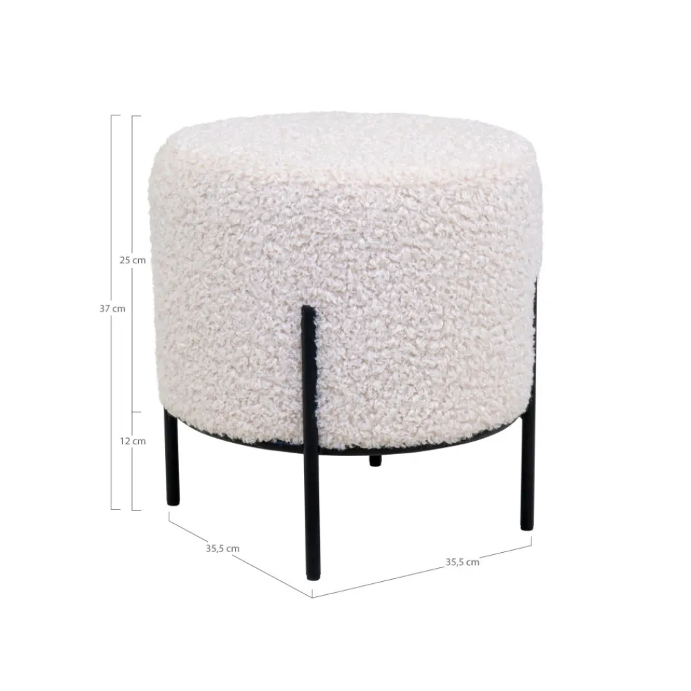 House Nordic ALFORD Pouf rond en tissu bouclette et métal ø35,5cm