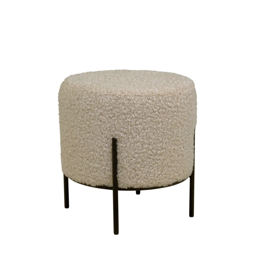 House Nordic ALFORD Pouf rond en tissu bouclette et métal ø35,5cm