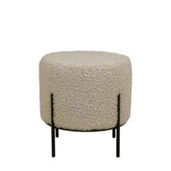 House Nordic ALFORD Pouf rond en tissu bouclette et métal ø35,5cm