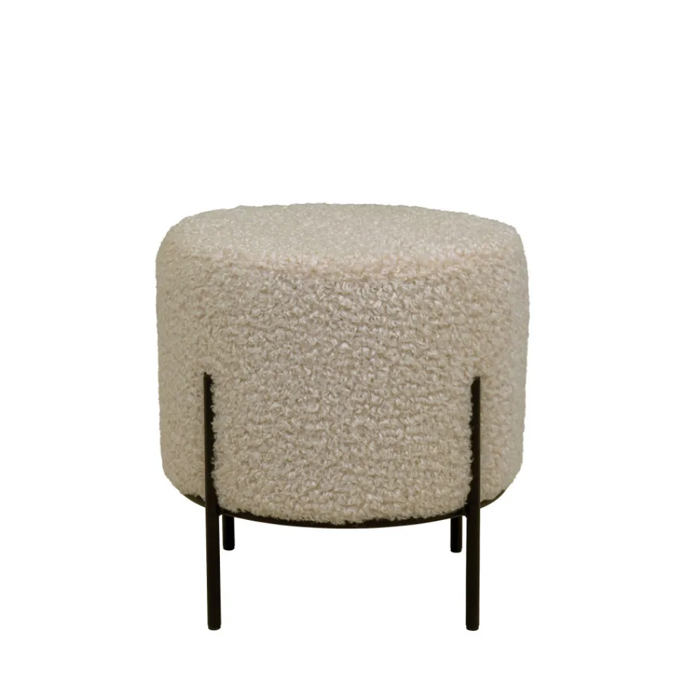 House Nordic ALFORD Pouf rond en tissu bouclette et métal ø35,5cm