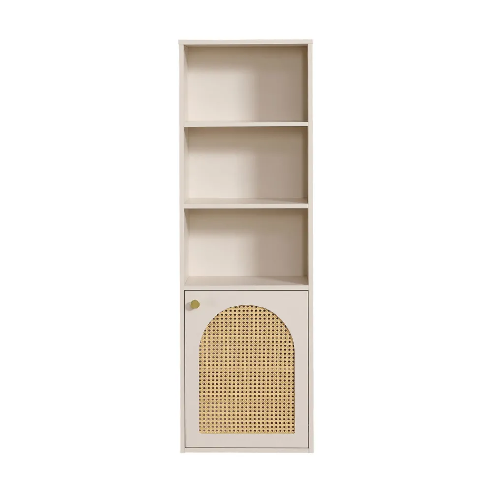 Drawer ALI Colonne de rangement suspendue en bois et cannage H135cm