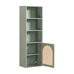 Drawer ALI Colonne de rangement suspendue en bois et cannage H135cm