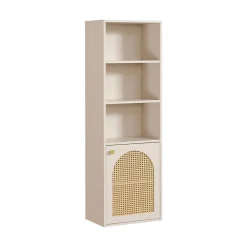 Drawer ALI Colonne de rangement suspendue en bois et cannage H135cm
