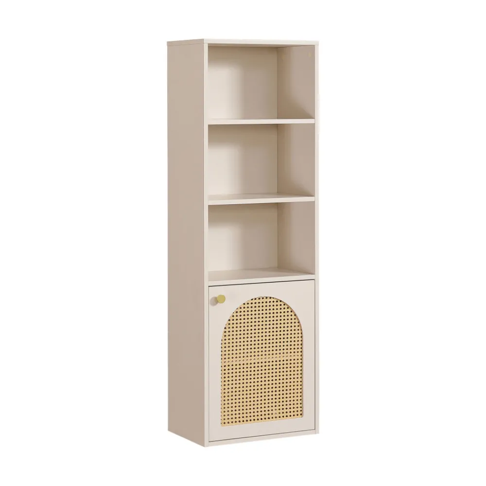 Drawer ALI Colonne de rangement suspendue en bois et cannage H135cm