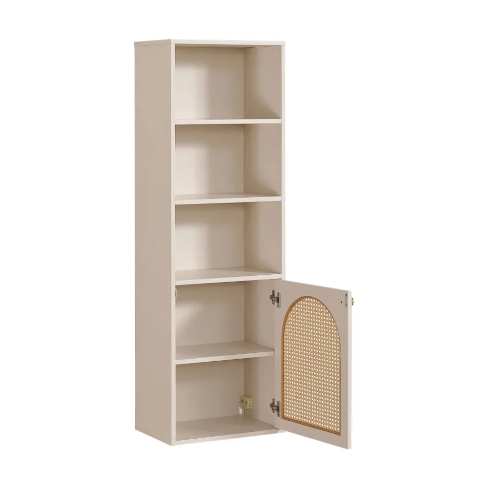 Drawer ALI Colonne de rangement suspendue en bois et cannage H135cm