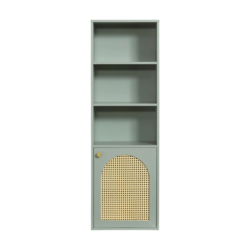 Drawer ALI Colonne de rangement suspendue en bois et cannage H135cm