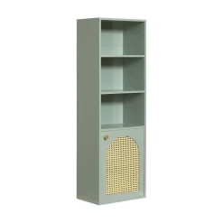 Drawer ALI Colonne de rangement suspendue en bois et cannage H135cm