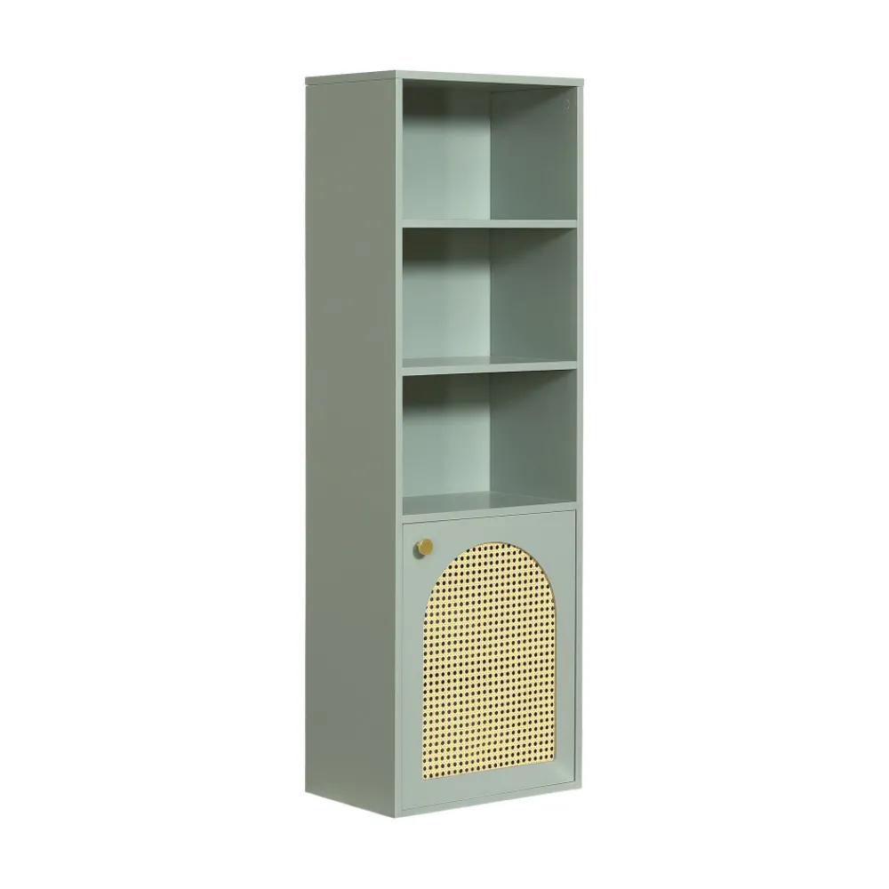 Drawer ALI Colonne de rangement suspendue en bois et cannage H135cm