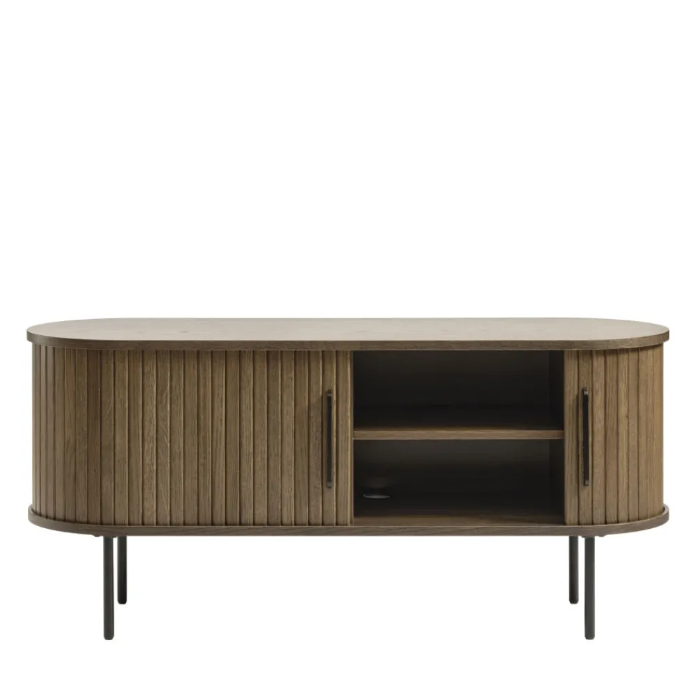 No name ALICIA Meuble tv 2 portes aux angles arrondis en bois et métal L120cm