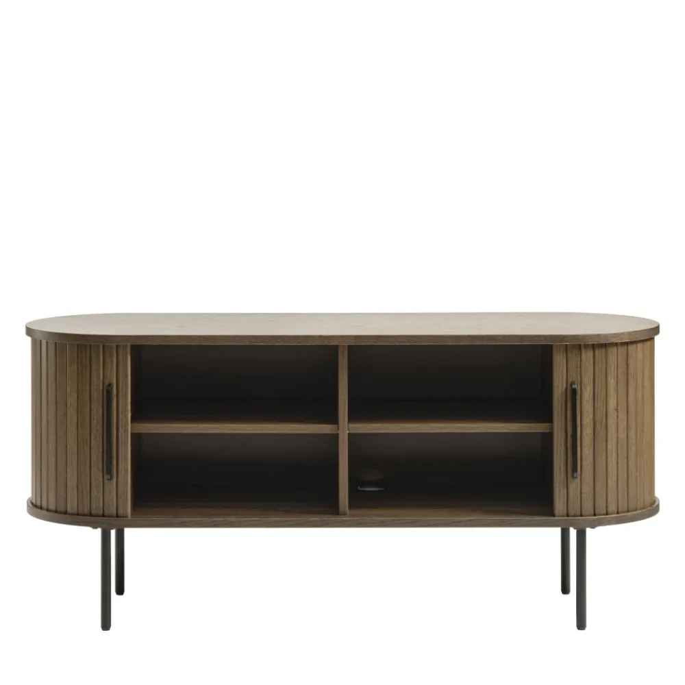 No name ALICIA Meuble tv 2 portes aux angles arrondis en bois et métal L120cm
