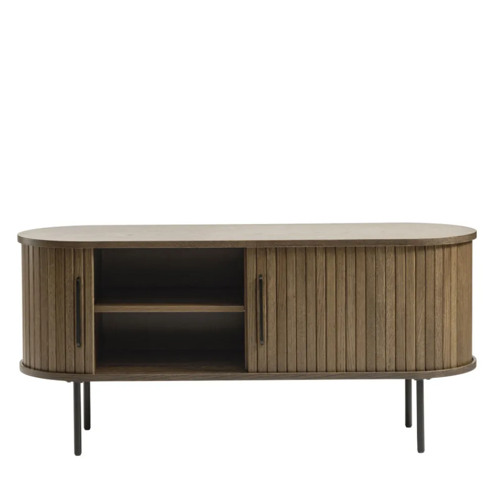 No name ALICIA Meuble tv 2 portes aux angles arrondis en bois et métal L120cm