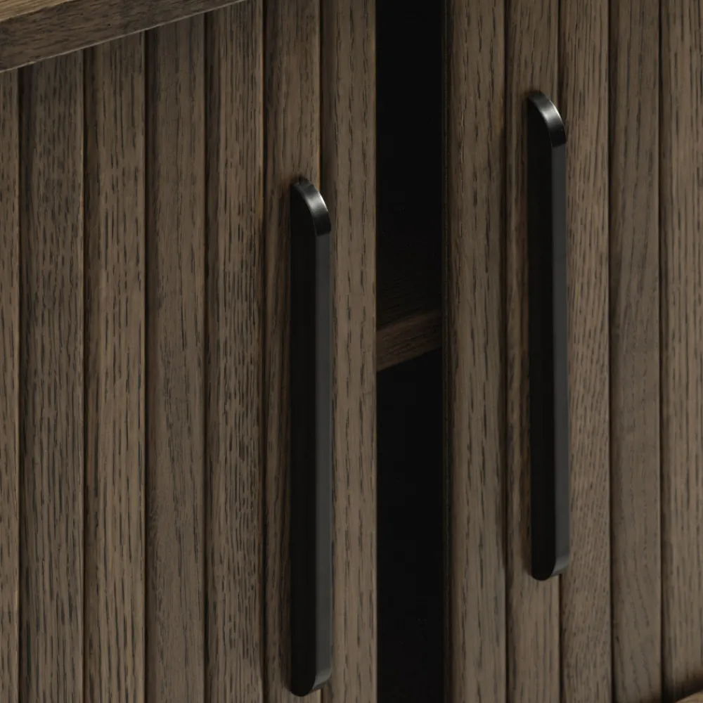 No name ALICIA Meuble tv 2 portes aux angles arrondis en bois et métal L120cm