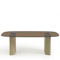 Drawer ALTY Table à manger 8 personnes en verre et pieds bois vert