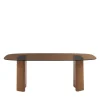 Drawer ALTY Table à manger 8 personnes en verre et pieds bois terracotta