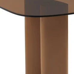 Drawer ALTY Table à manger 8 personnes en verre et pieds bois terracotta
