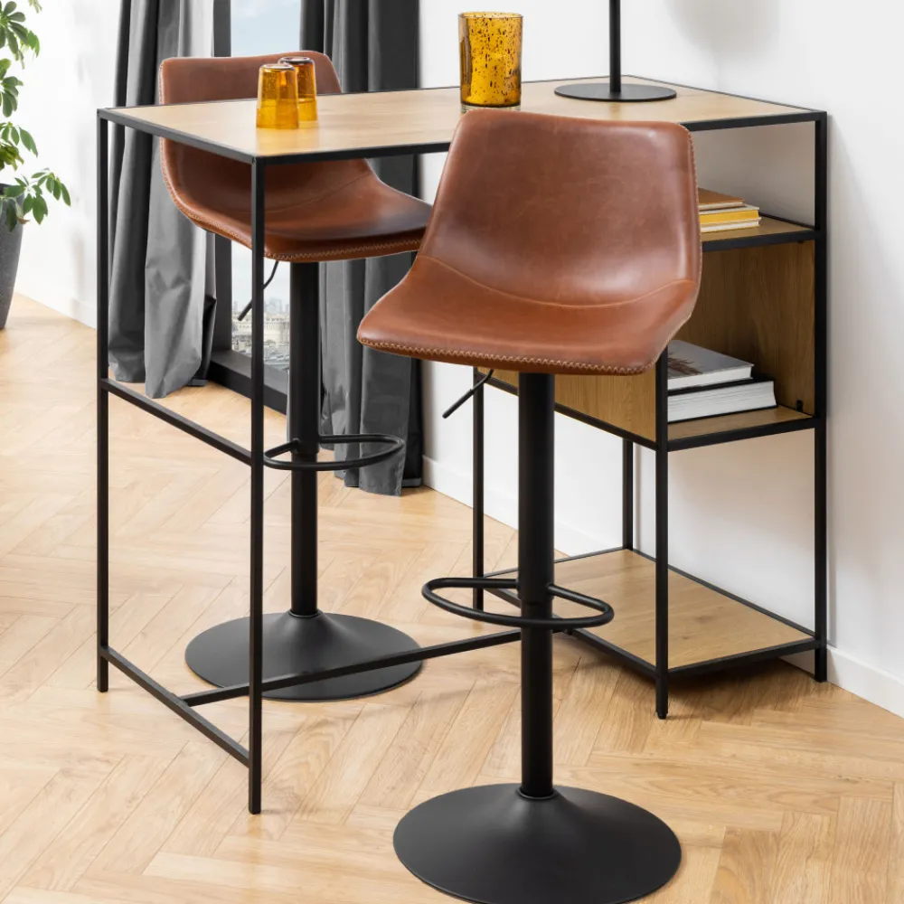 Drawer ANARTIA Tabouret de bar réglable en simili et métal H61-83cm