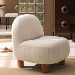 Drawer AREN Fauteuil en tissu chenille et bois